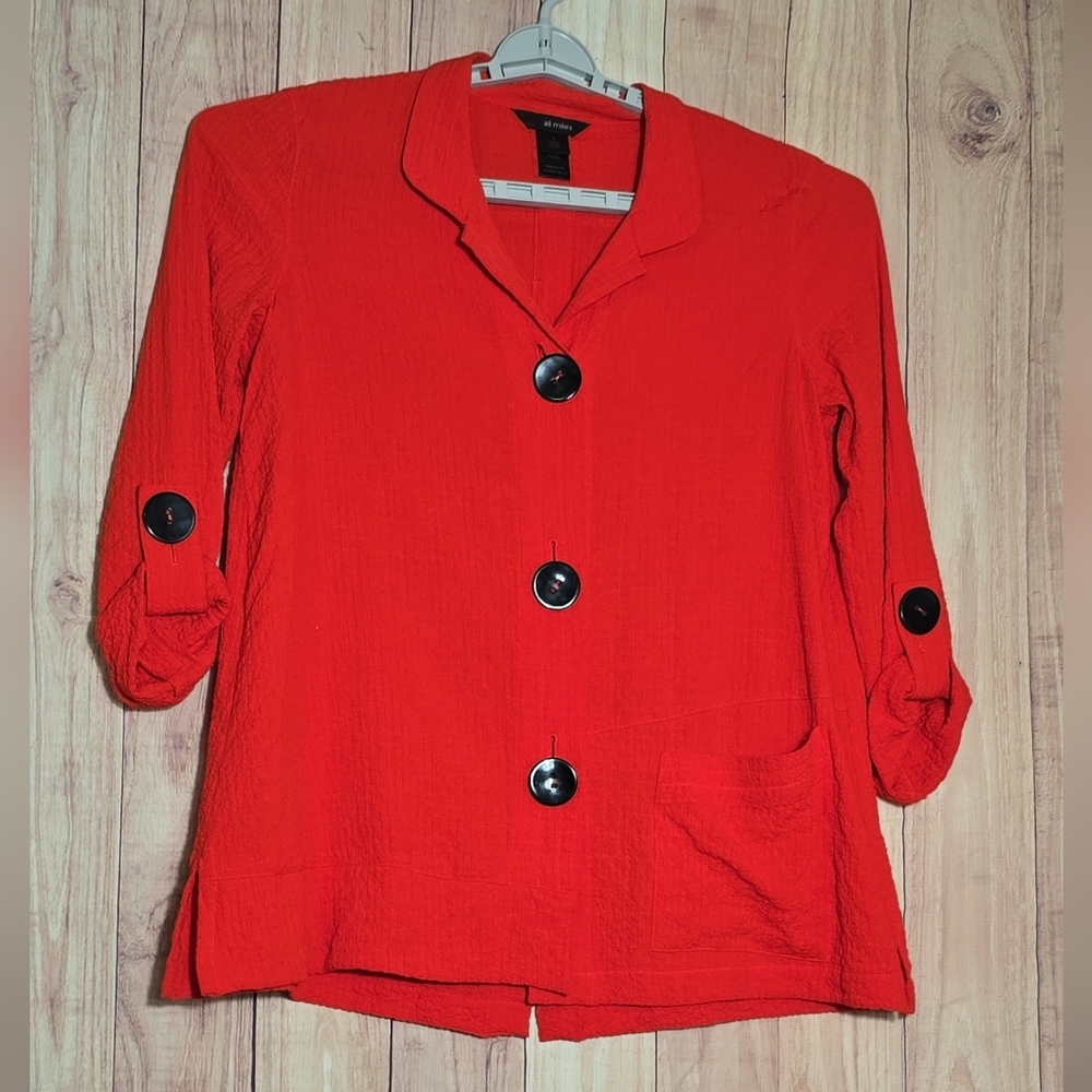 Ali Miles Big Button Hi Low Tunic With Pockets Size Small